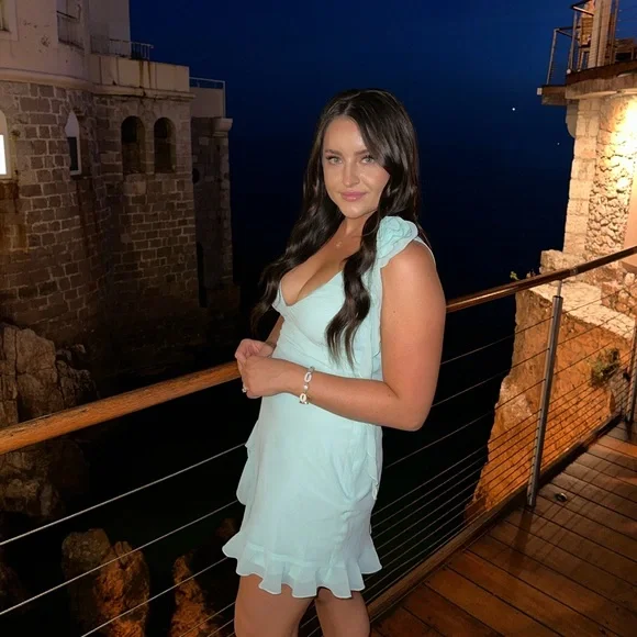 White Fox Boutique Like That Mini Aqua Ruffle Dress - Picture 11 of 11